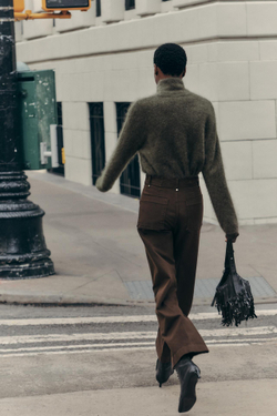 ZARA ДЖИНСЫ WIDE LEG С ВЫСОКОЙ ПОСАДКОЙ — ZW COLLECTION, КОРИЧНЕВЫЙ