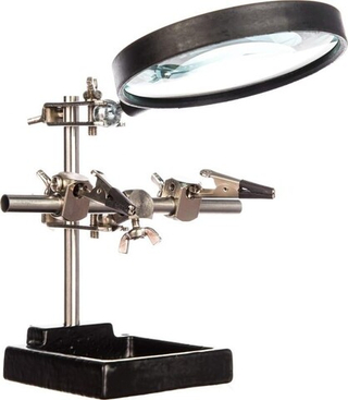 Держатель "Третья рука" с лупой х3, Ø90мм, REXANT #120254