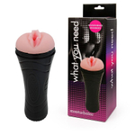 Мастурбатор-вагина в черной тубе без вибрации (Цвет: телесный)