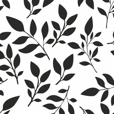 Черные листья на белом фоне