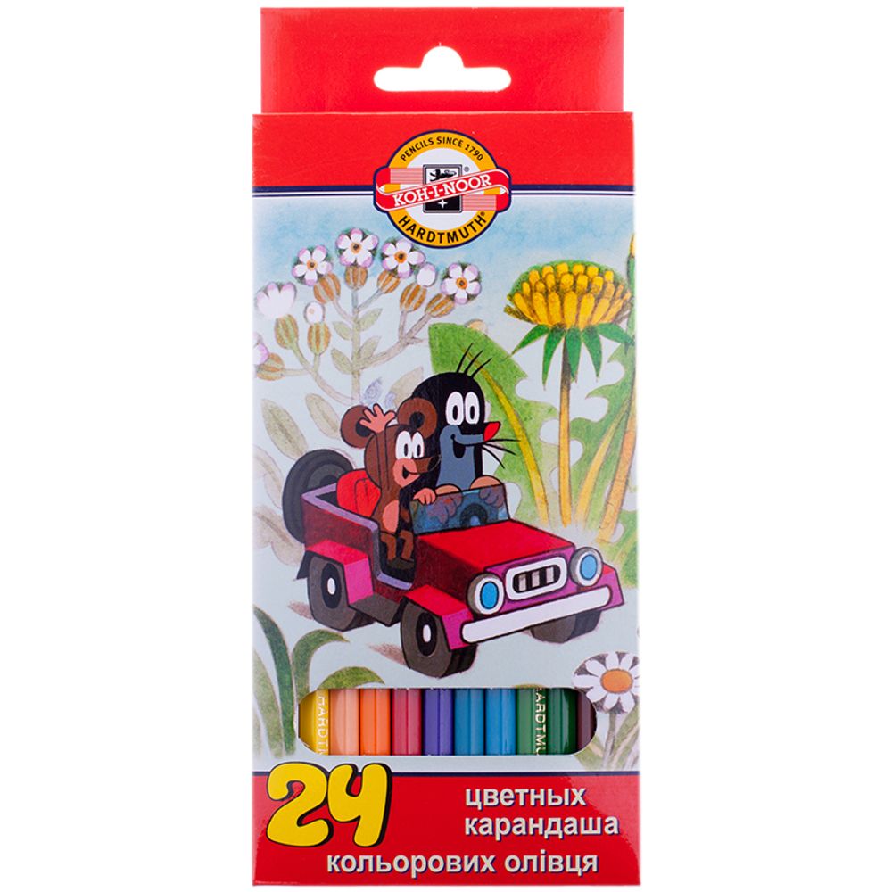 Карандаши цветные Koh-I-Noor "Крот", 24цв., заточен., картон, европодвес