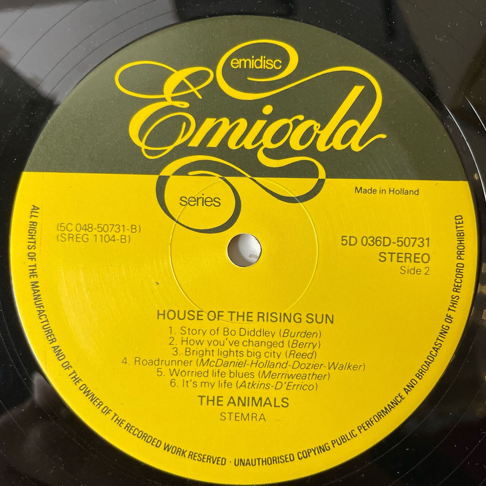 Винтажная виниловая пластинка LP The Animals House Of The Rising Sun (Holland 1980)