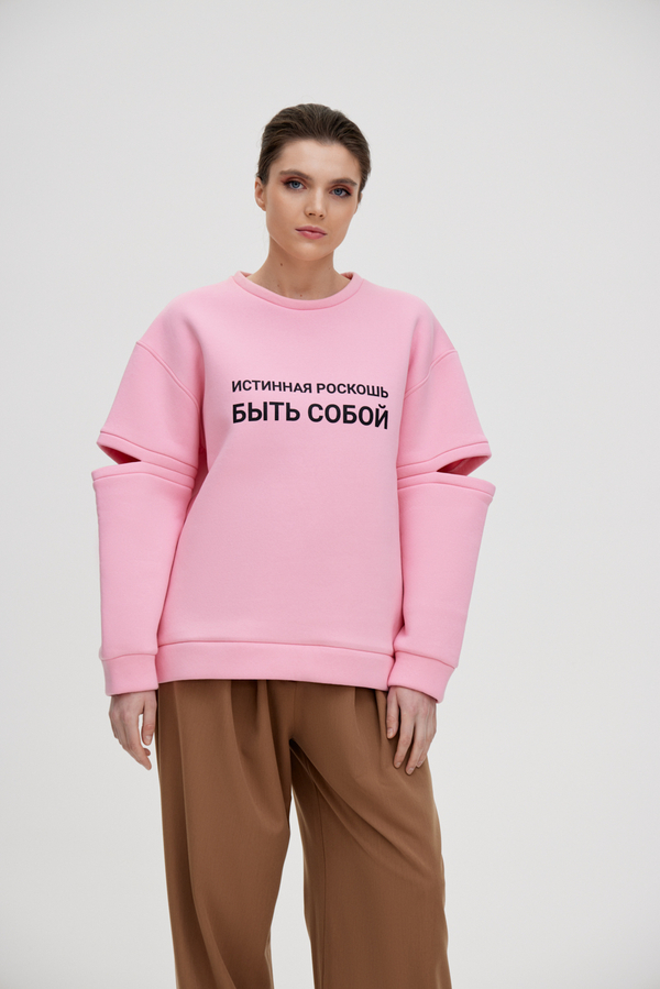 Свитшот из футера манифест розовый