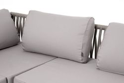 "Касабланка" диван модульный плетеный из роупа, каркас алюминий, роуп серо-коричневый 23мм, ткань бежевая 052