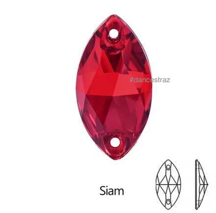 Стразы пришивные, Horse Eye, Siam, 208, 9*18mm, (36 ea/pkg), 5A+, (F2)