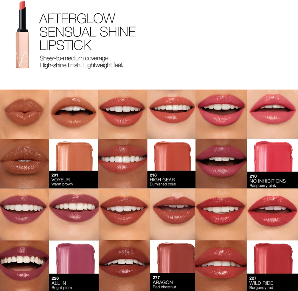 NARS AFTERGLOW SENSUAL SHINE LIPSTICK - Увлажняющая помада оттенок BOEHEME, 1 g