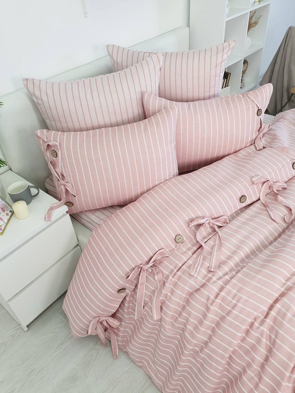 Постельное белье 2 спальное евро Grazie home D'Or пудровое