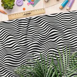 Ткань муслин волны чёрно-белые