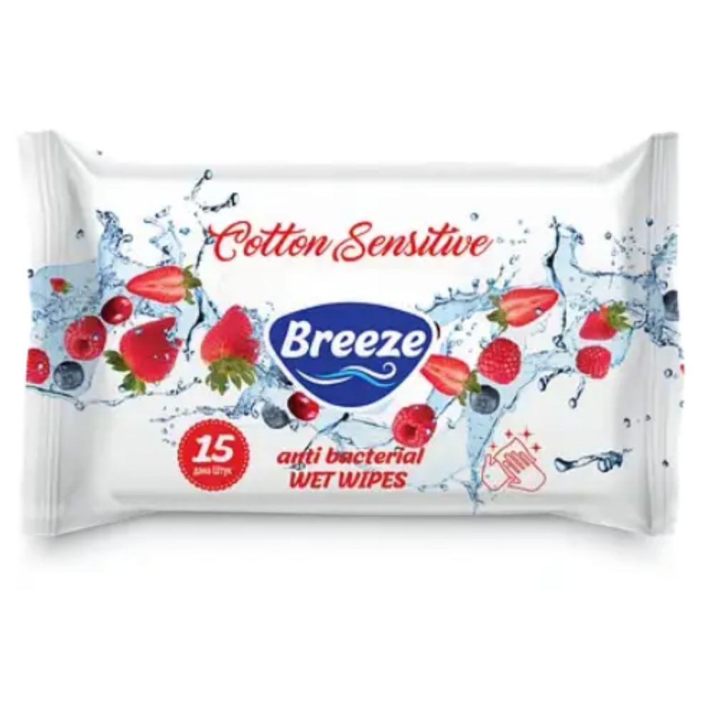 Влажные салфетки Breeze Клубника 15 шт