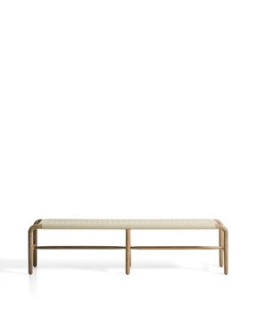 Скамейка Alipa из массива акации и веревки кремового цвета