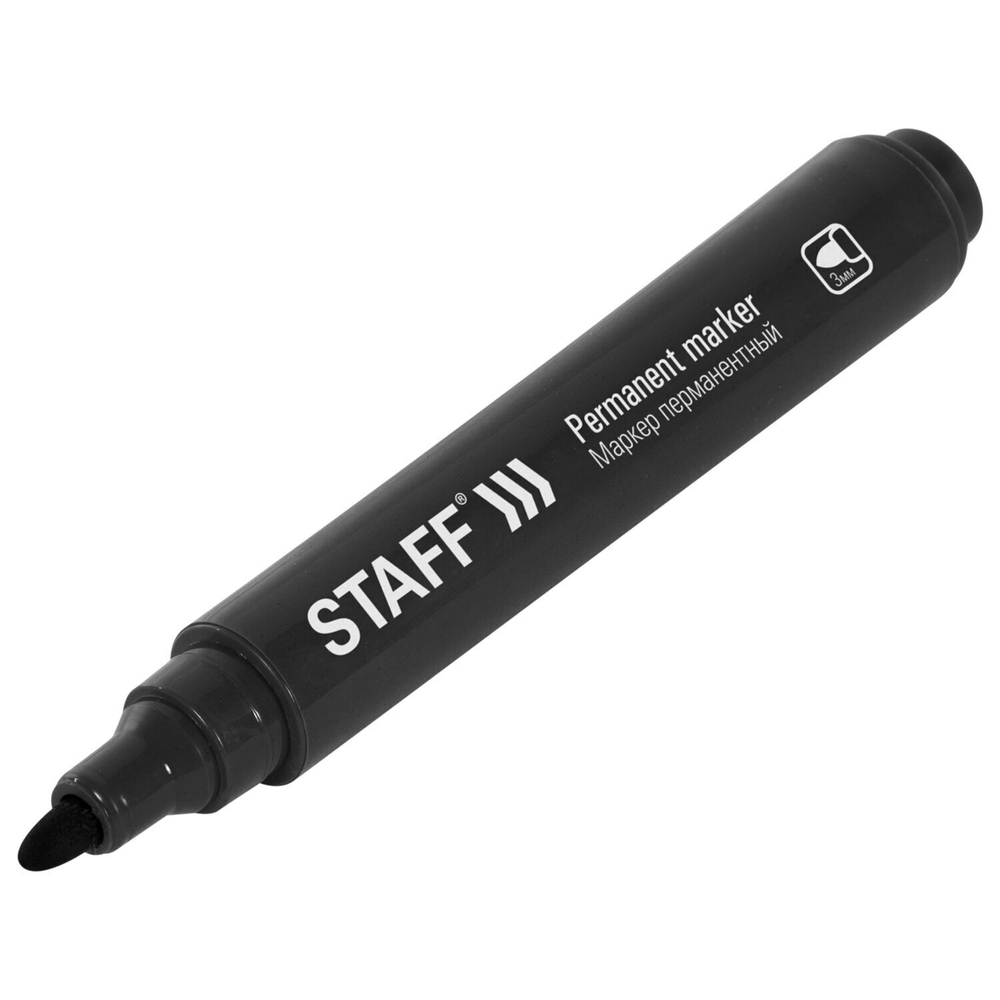Маркер перманентный STAFF "Basic Budget PM-125" черный круглый наконечник 3 мм (72 штуки в упаковке)