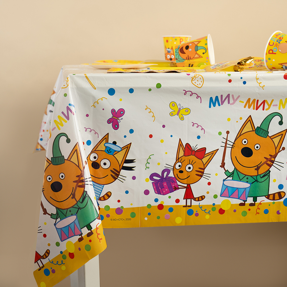 Скатерть полиэтиленовая «Три кота», 120×180 см