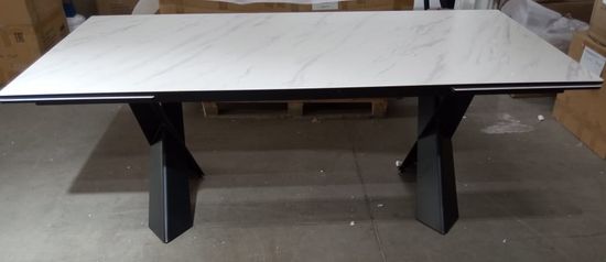 Стол ORISTANO 200 MARBLES KL-99 Белый мрамор матовый, итальянская керамика/ черный каркас