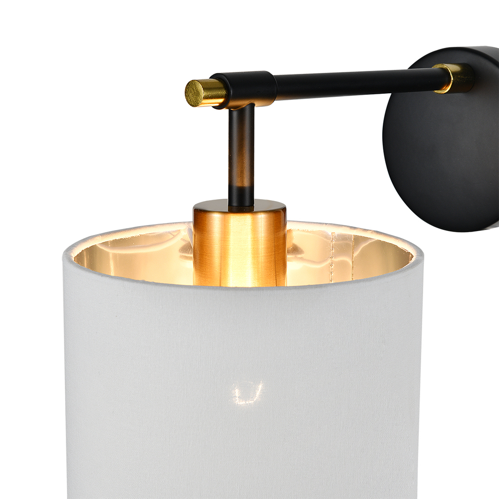 Настенный светильник 1x60Вт E27, металл/ткань, чёрный/белый