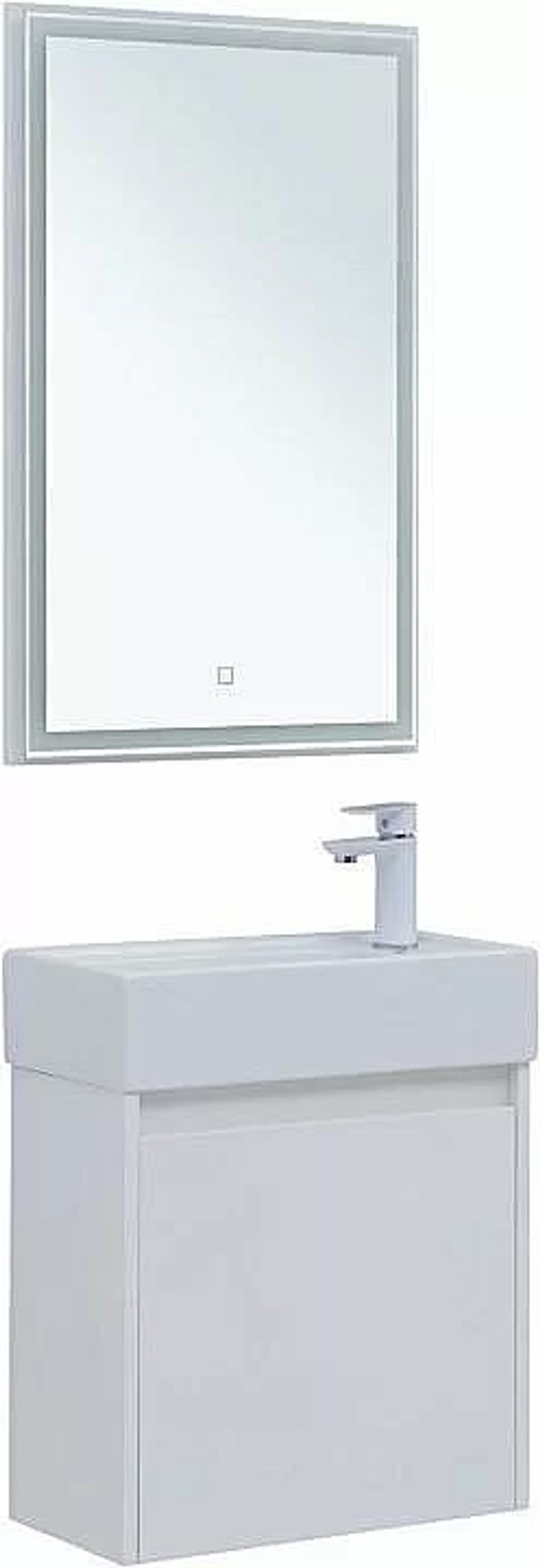 Тумба с раковиной Aquanet Nova Lite 50 с зеркалом, белый глянец