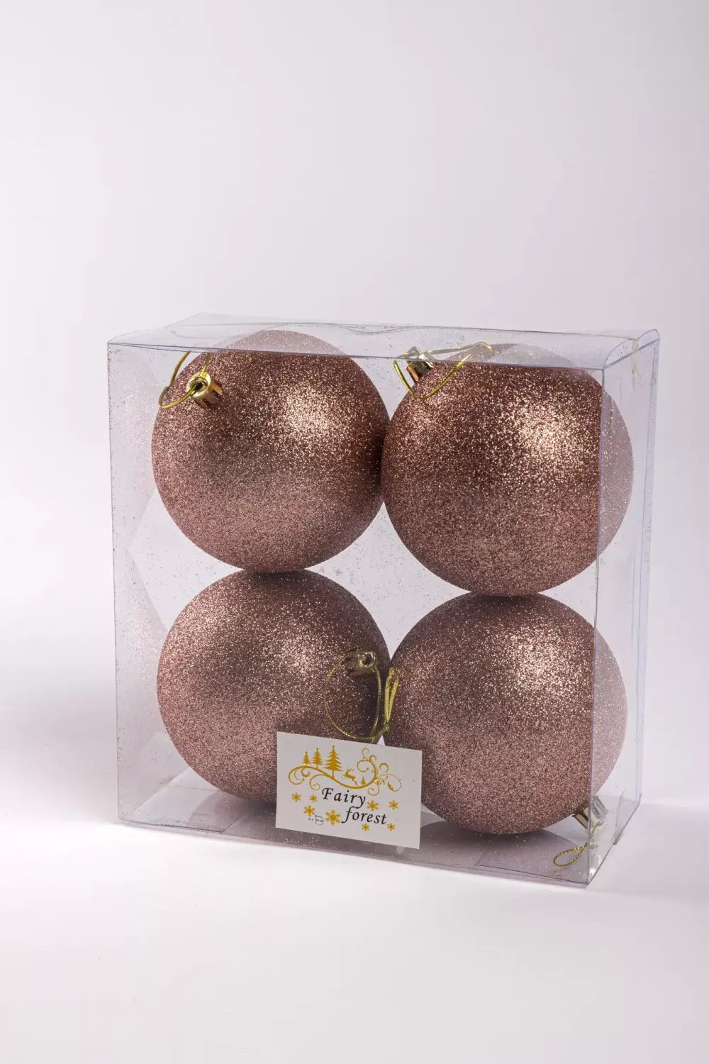 Набор новогодних шаров (4 шт) - глиттер
