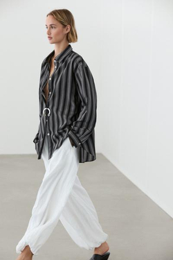 Massimo Dutti Струящаяся рубашка в полоску, черный