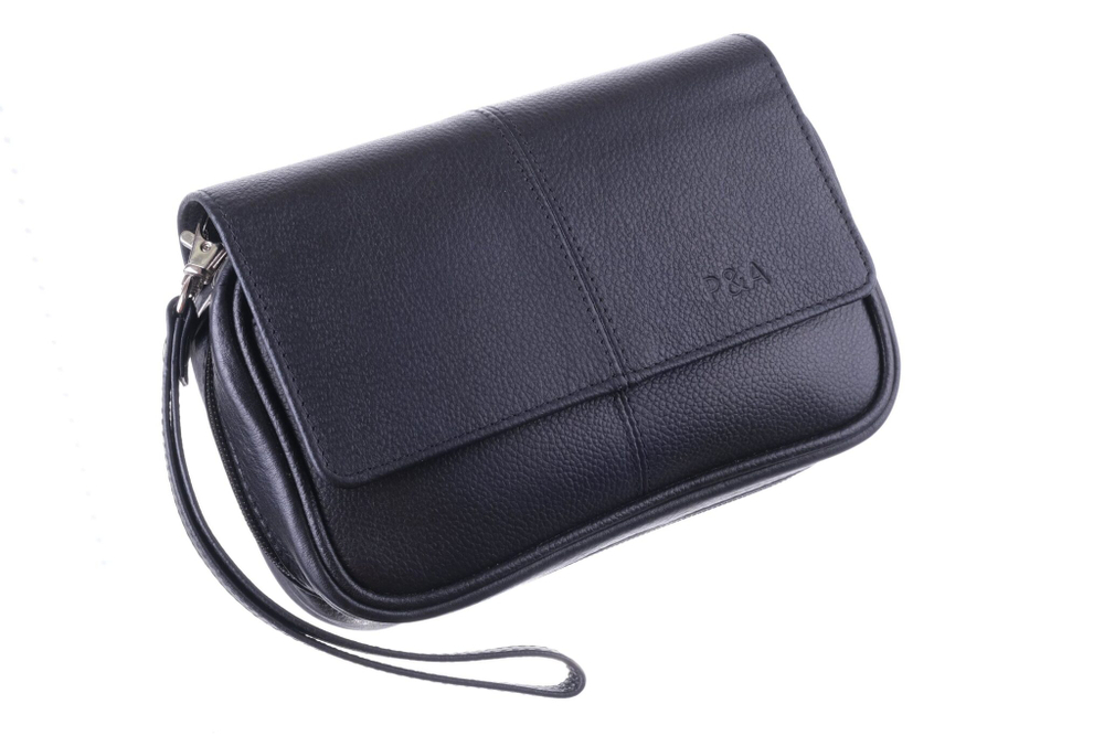 Сумка P&A для 3 трубок и табака, натуральная кожа, подарочная упаковка, черная