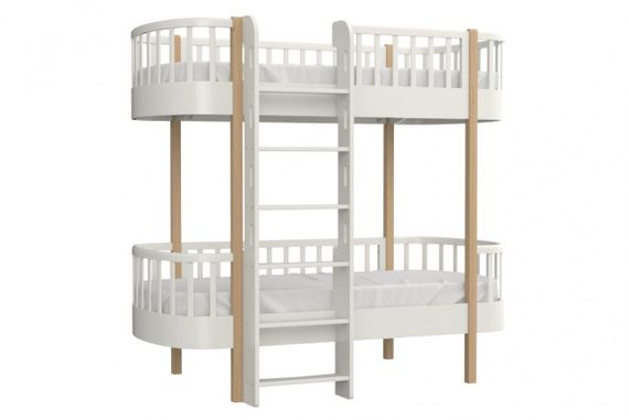 Кровать двухъярусная Ellipse Classic фронтальная лестница Молочная