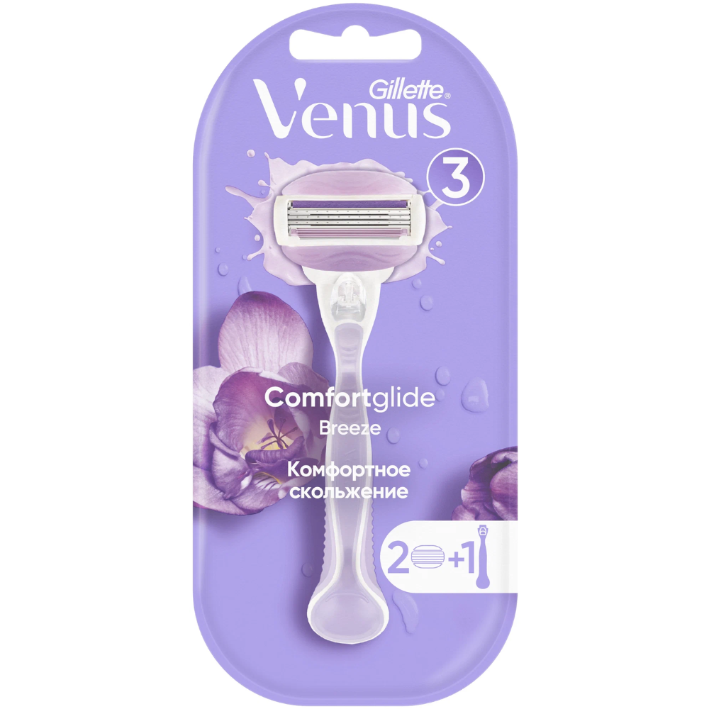 Бритвенный станок Venus Breeze 3 лезвия, с 2 сменными кассетами