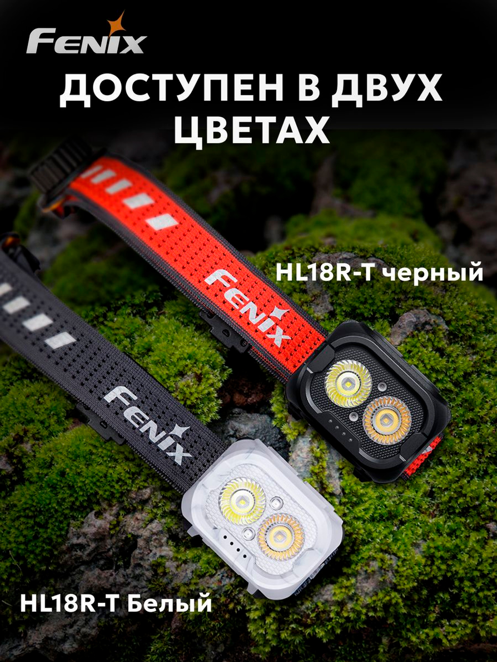Фонарь налобный Fenix HL18R-T V2.0 белый с черным ремешком