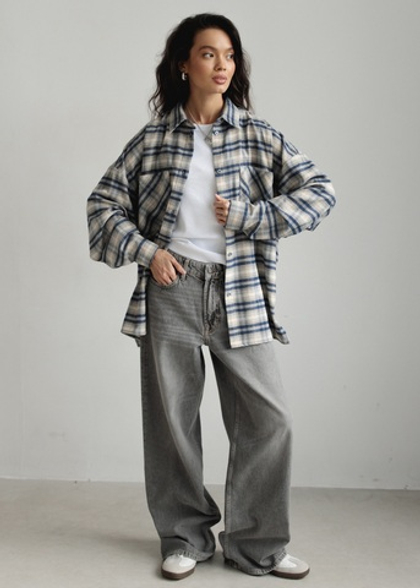 Рубашка 04, серо-синяя