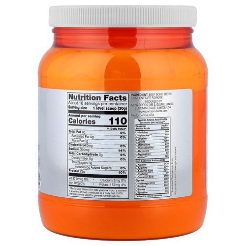 NOW Foods, Sports, протеиновый порошок из говяжьего костного бульона, 544 г (1,2 фунта)