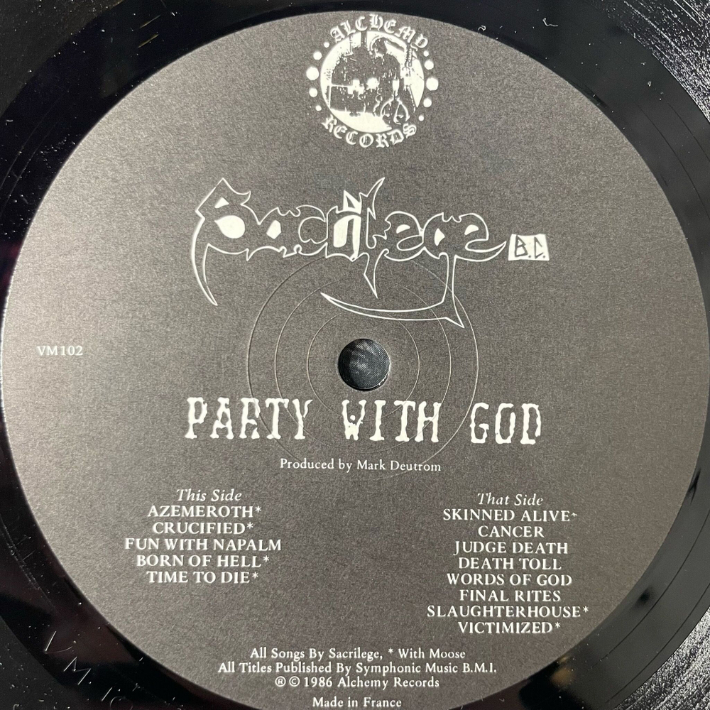 Винтажная виниловая пластинка LP Sacrilege B.C. Party With God (UK 1986)