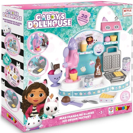 Smoby 350409 — Кафе-мороженое с машиной для мороженого, вафельницей и 20 аксессуарами Кукольный домик Габби 350409