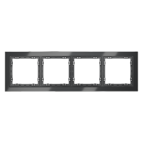 Рамка стеклянная VOLTUM S70 на 4 поста, (графит, стекло)