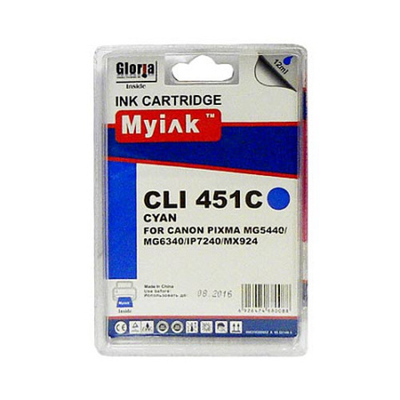 Картридж MyInk, аналог CANON CLI-451 XLC PIXMA для iP7240/MG6340/5440/7140 Cyan (12ml, Dye)