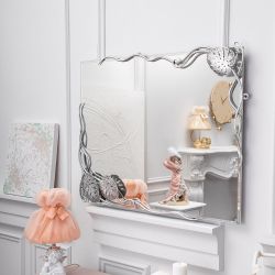 Зеркало настенное Monstera Deliciosa (Монстера) прямоугольное 80х60 Античное серебро