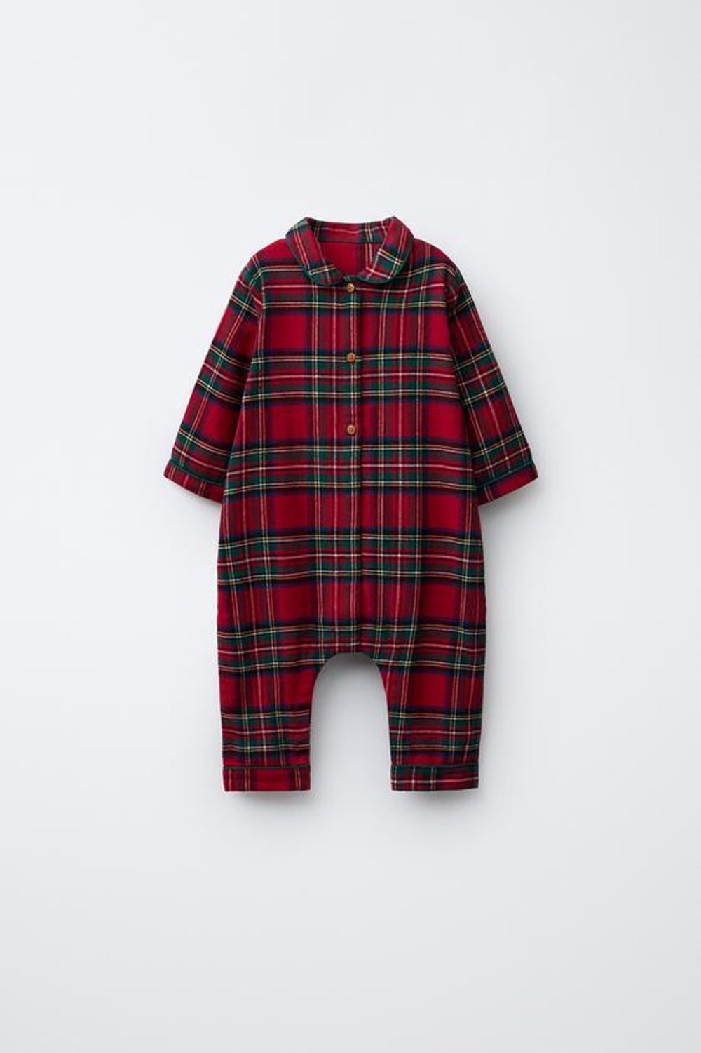 ZARA КОМБИНЕЗОН ИЗ ФЛАНЕЛИ В КЛЕТКУ, КРАСНЫЙ