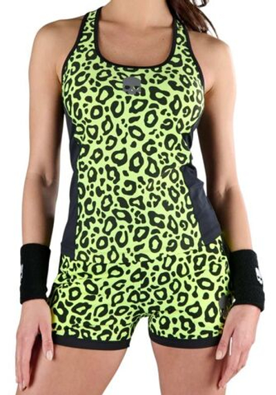 Женский топ теннисный Hydrogen Panther Tech Tank Top - black/yellow fluo