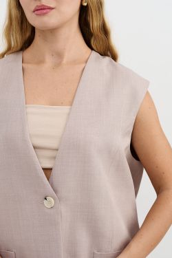 Жилетка свободная серо-бежевого цвета