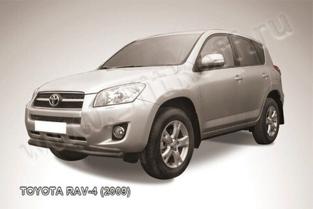 Защита переднего бампера (нержавейка) Toyota Rav-4 (2009-2010) d57+d57 (черный)
