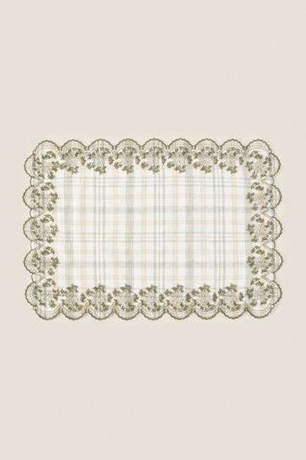 ZARA HOME КЛЕТЧАТАЯ ЛЬНЯНАЯ САЛФЕТКА, ЗЕЛЕНЫЙ