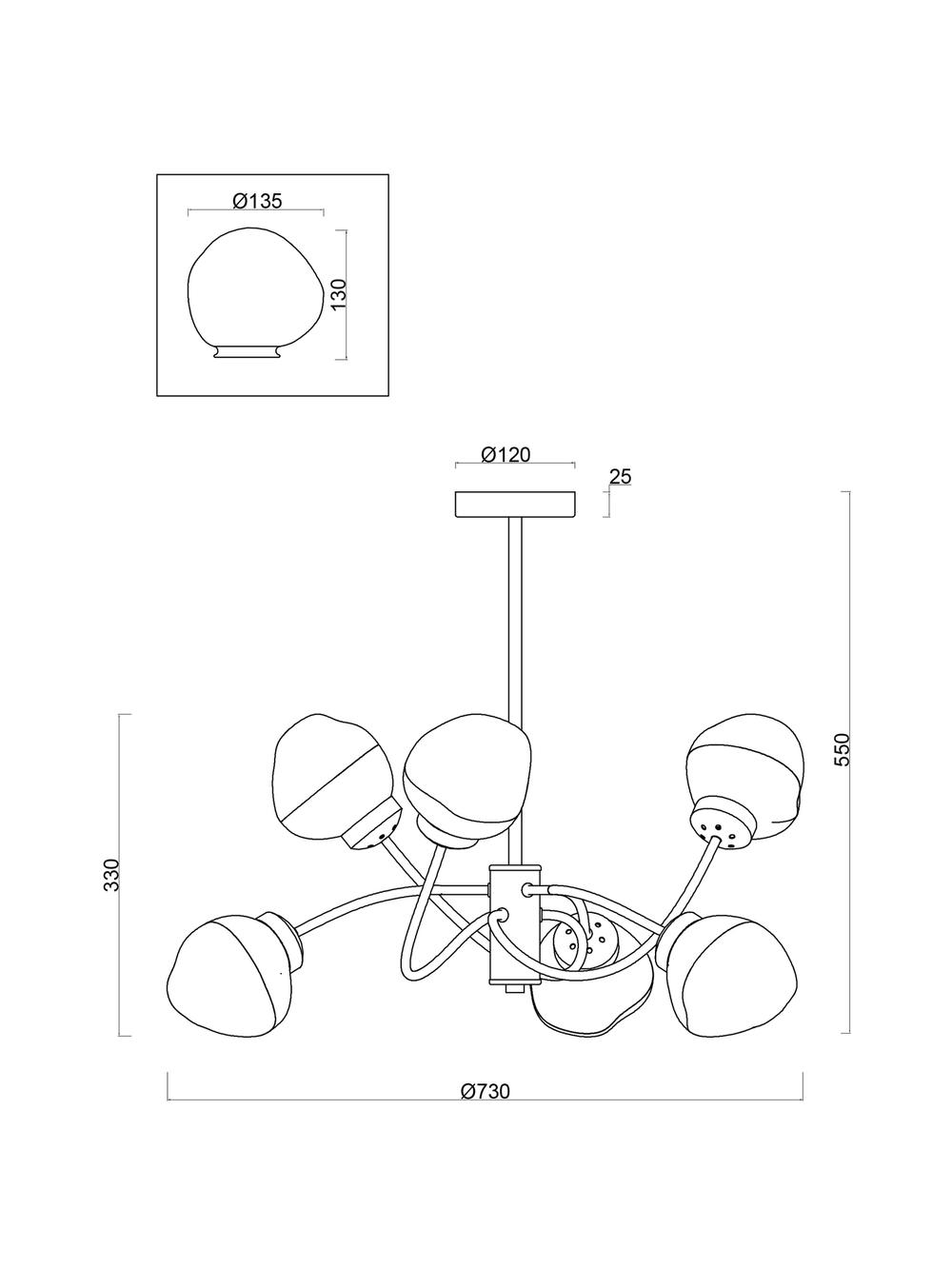 Люстра на штанге Freya Volani FR8017PL-06MG