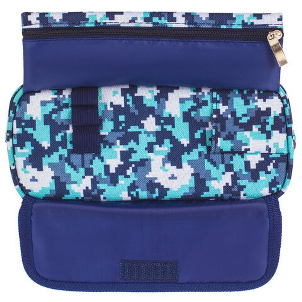 Пенал BRAUBERG для мальчиков, 1 отделение, органайзер, мягкий, "Military", синий, 21х5х9 см, 228991