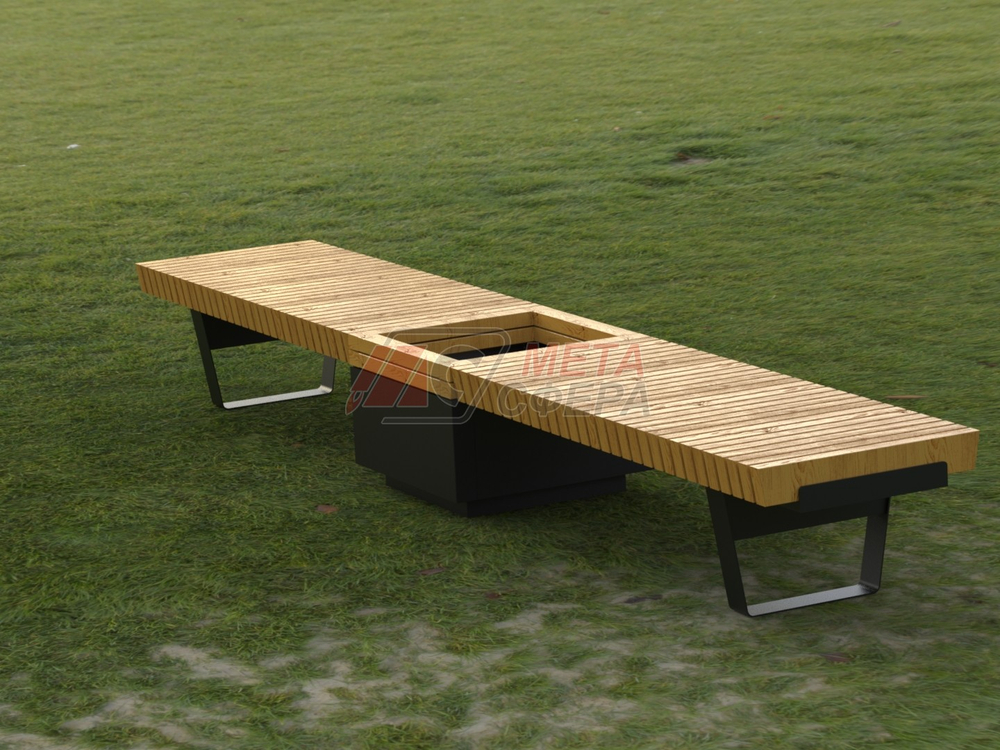 Лавка Rail Road 02 двойная с вазоном