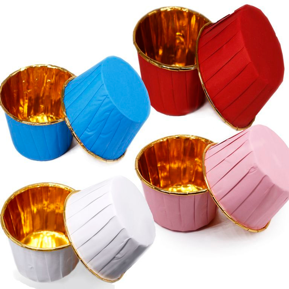 Формы бумажные с ламинацией «Маффин» 50х40 мм (Золото+ коричневый) 50 шт