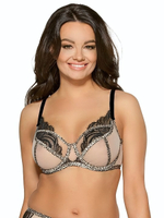 Бюстгальтер с леопардовой отделкой мягких чашек (Размер: 70J) (Цвет: телесный)