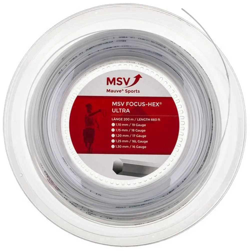 Теннисная струна MSV Focus HEX Ultra, 1,25, 200м (белый)