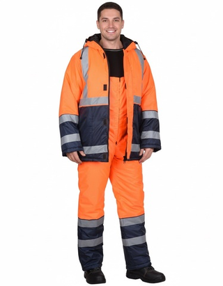 Костюм куртка, п/к, синий с оранж. и СОП 50мм тк.Оксфорд