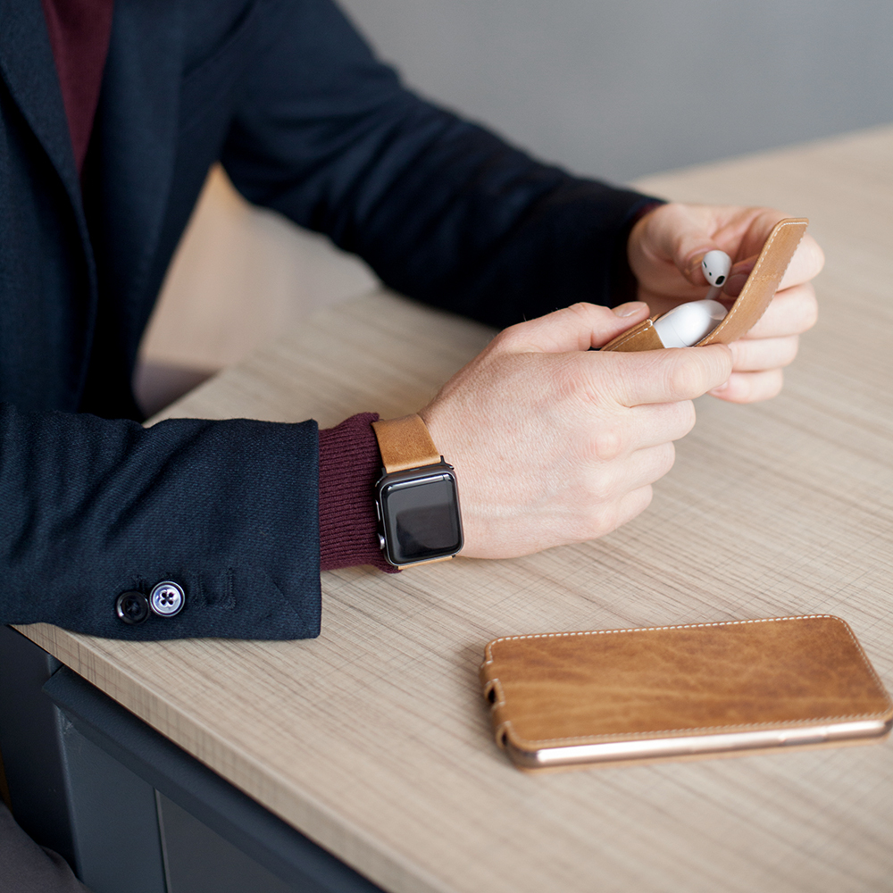 Ремешок для Apple Watch 44/45/46 mm из кожи теленка, цвета винтаж