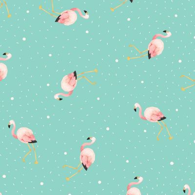 Акварельные фламинго / мята