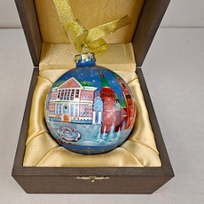 Шар новогодний с круговой росписью Палех "Москва. Большой театр" в футляре