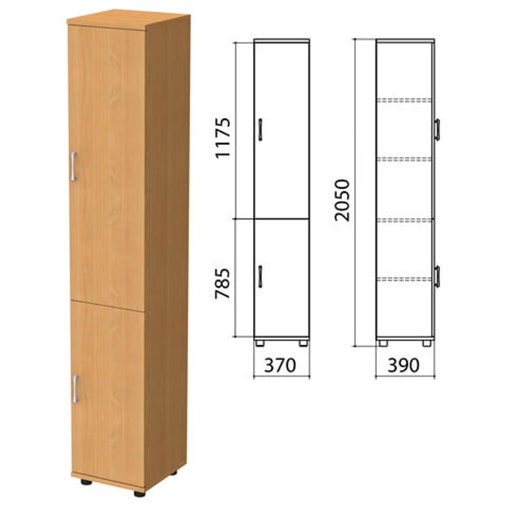 Шкаф закрытый &quot;Монолит&quot;, 370х390х2050, цвет бук бавария (КОМПЛЕКТ)