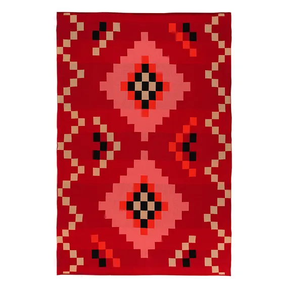 Плед из хлопка по мотивам башкирских орнаментов из коллекции cultural heritage, 130х180 см