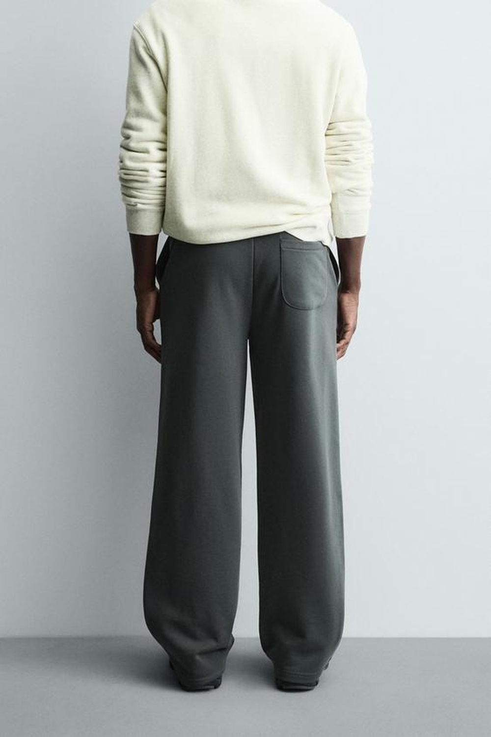 ZARA БАЗОВЫЕ ШИРОКИЕ БРЮКИ-ДЖОГГЕРЫ, ТЕМНЫЙ АНТРАЦИТ